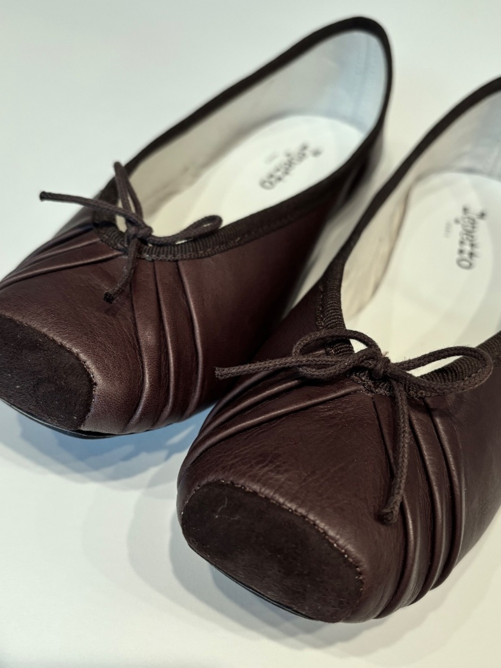 Repetto Ballet Flats 39/US size 8 Chocolate Brown Leather Square Toe French Chic - Picture 6 of 12